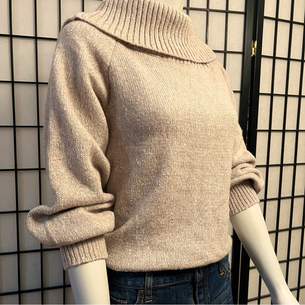 Shein Soft Heather Tan Knitted Turtleneck Sweater - Picture 3 of 12